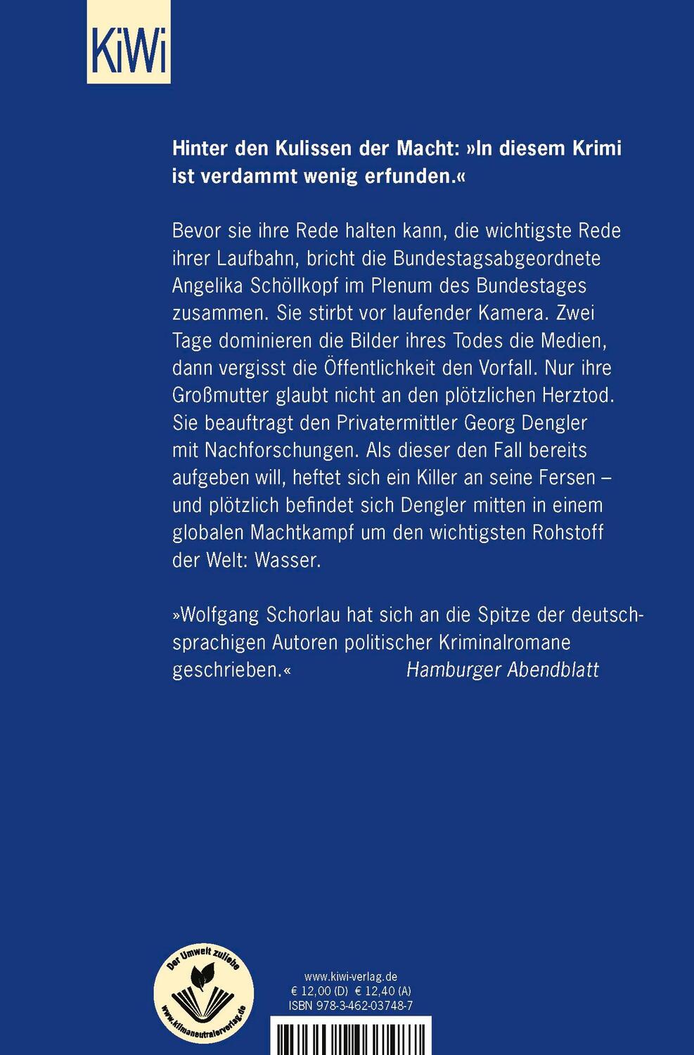 Rückseite: 9783462037487 | Fremde Wasser | Denglers dritter Fall | Wolfgang Schorlau | Buch