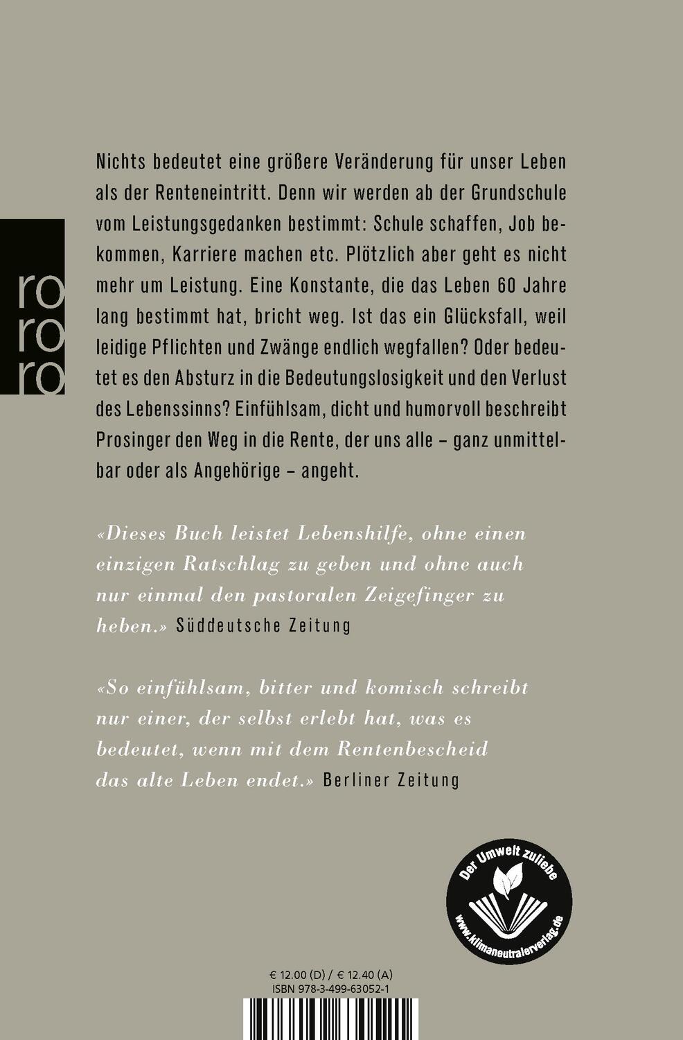 Rückseite: 9783499630521 | In Rente | Der größte Einschnitt unseres Lebens | Wolfgang Prosinger