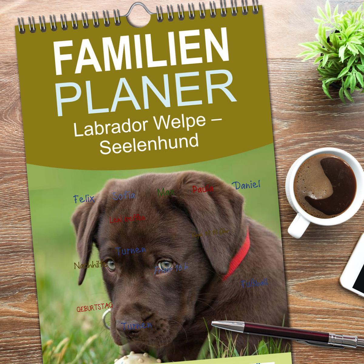 Bild: 9783457117958 | Familienplaner 2025 - Labrador Welpe ¿ Seelenhund mit 5 Spalten...