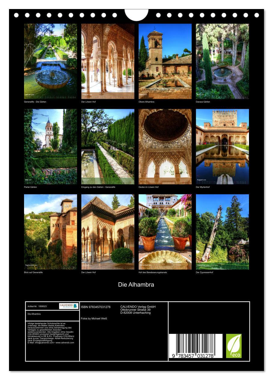 Bild: 9783457031278 | Die Alhambra (Wandkalender 2025 DIN A4 hoch), CALVENDO Monatskalender