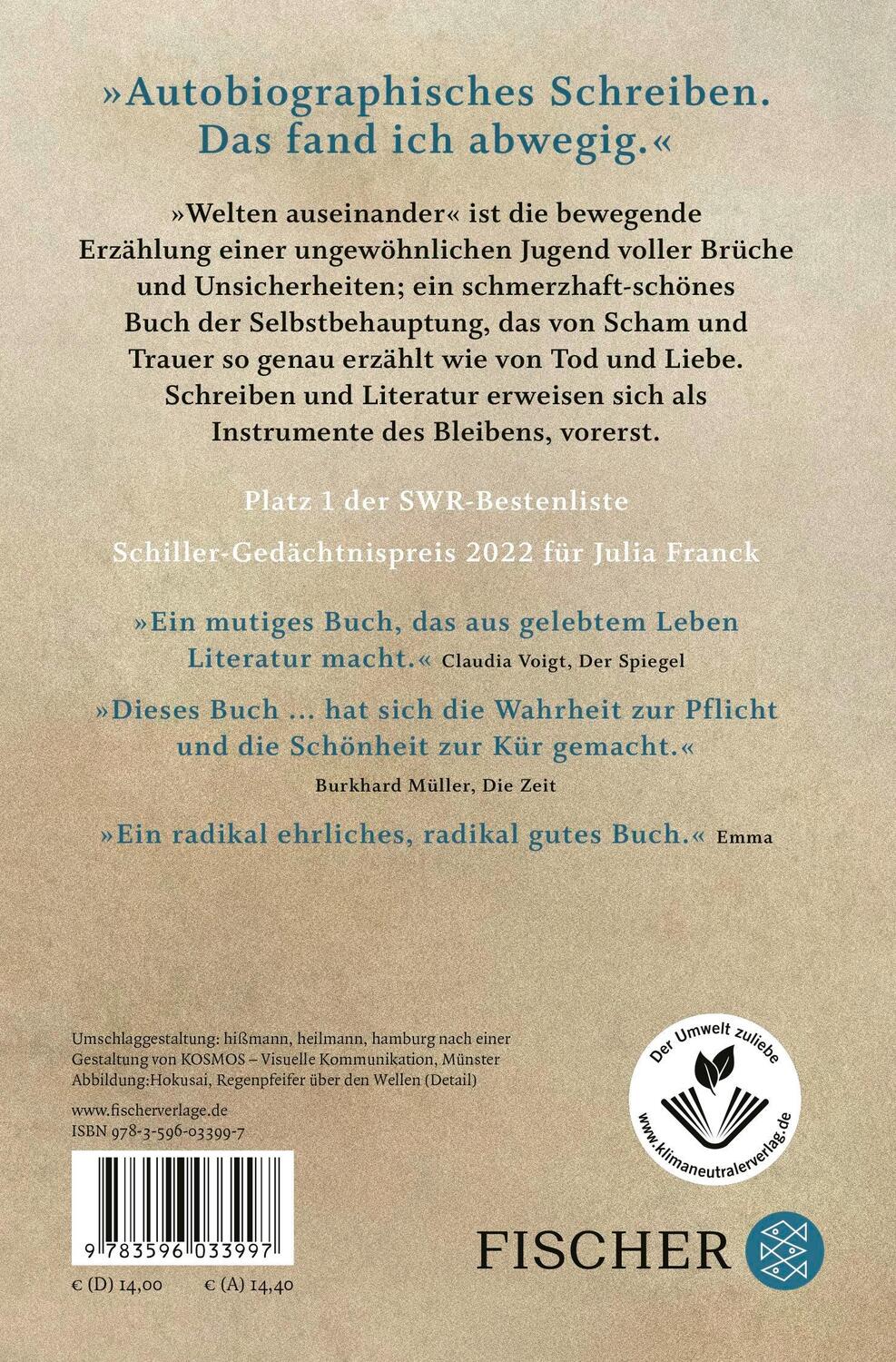 Rückseite: 9783596033997 | Welten auseinander | Julia Franck | Taschenbuch | 368 S. | Deutsch