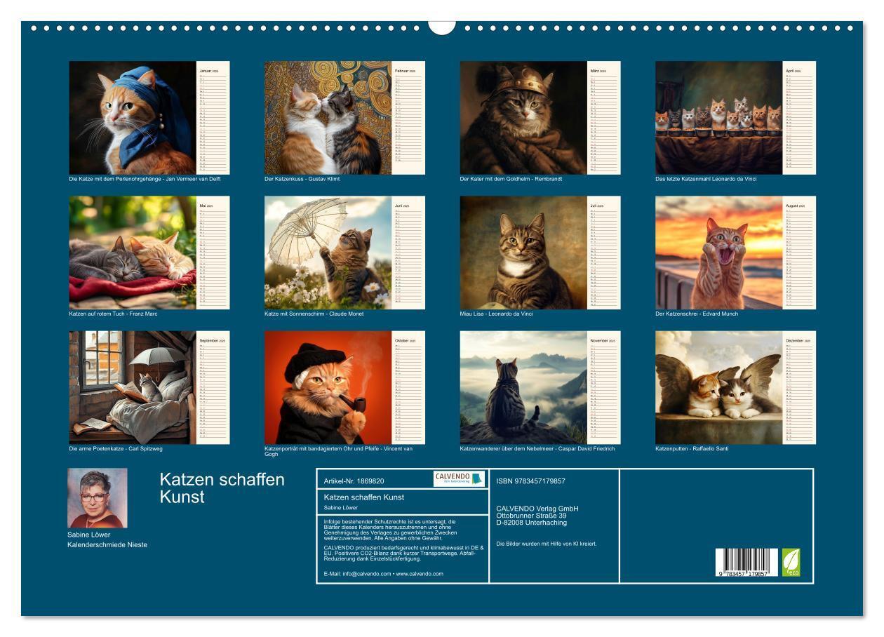 Bild: 9783457179857 | Katzen schaffen Kunst (Wandkalender 2025 DIN A2 quer), CALVENDO...