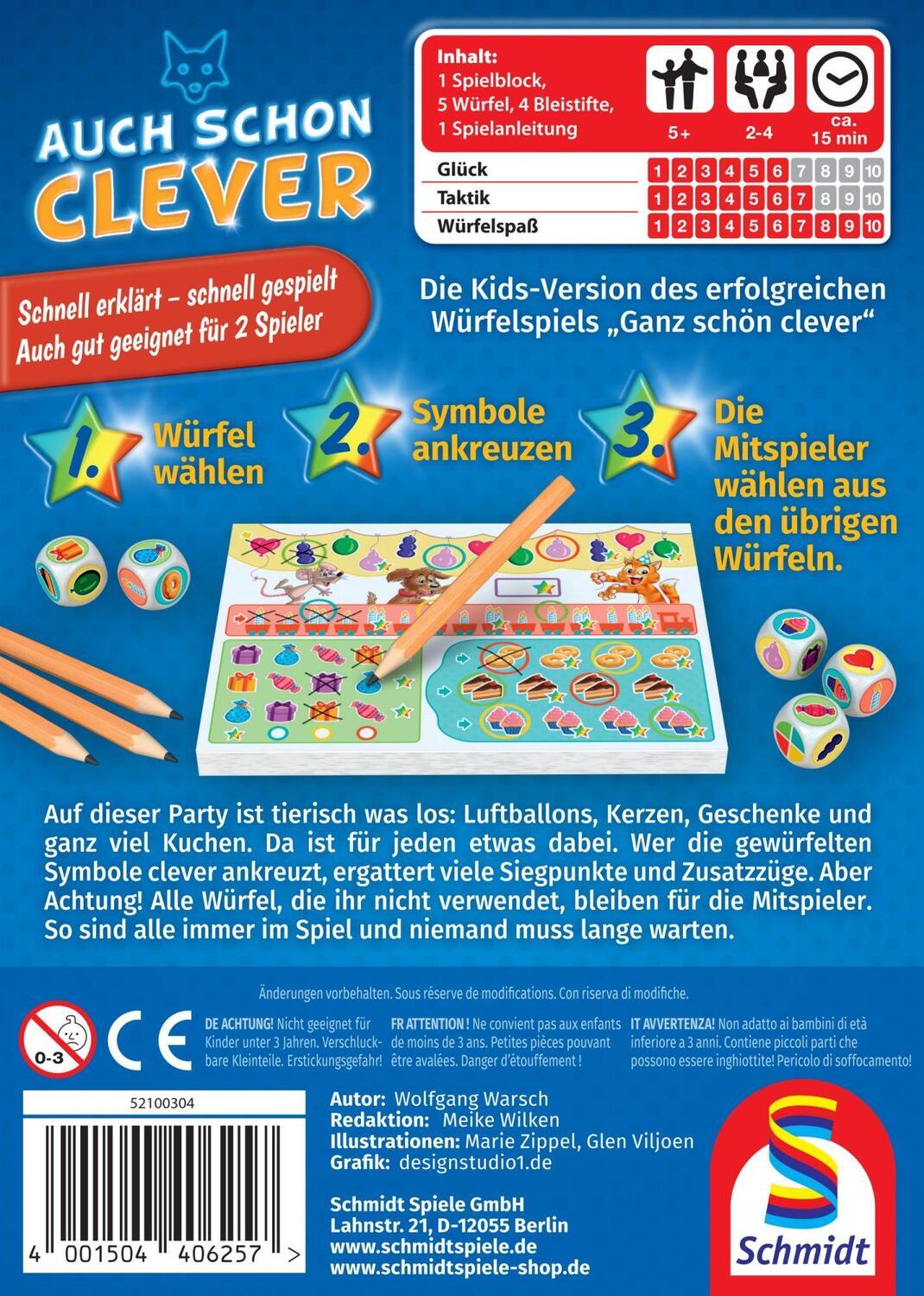 Bild: 4001504406257 | Auch schon Clever | KINDERSPIELE | Spiel | Deutsch | 2022 | Schmidt