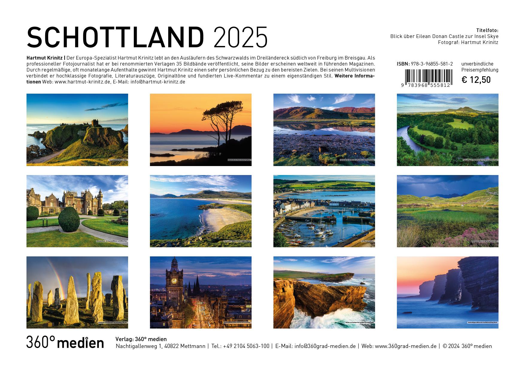 Bild: 9783968555812 | 360° Schottland Broschürenkalender 2025 | Hartmut Krinitz | Kalender