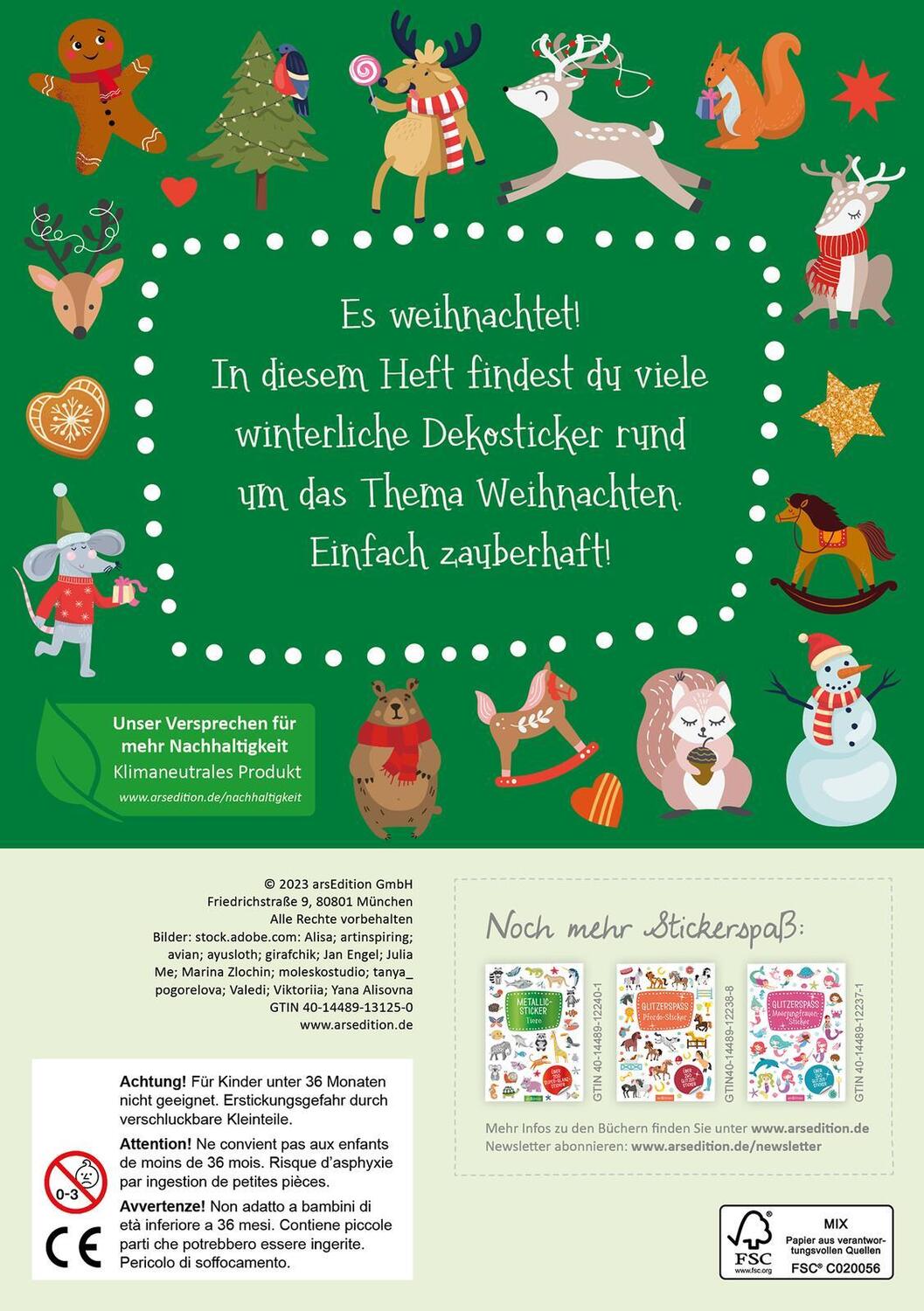 Rückseite: 4014489131250 | Weihnachtssticker | Über 200 Sticker | Stück | 16 S. | Deutsch | 2023