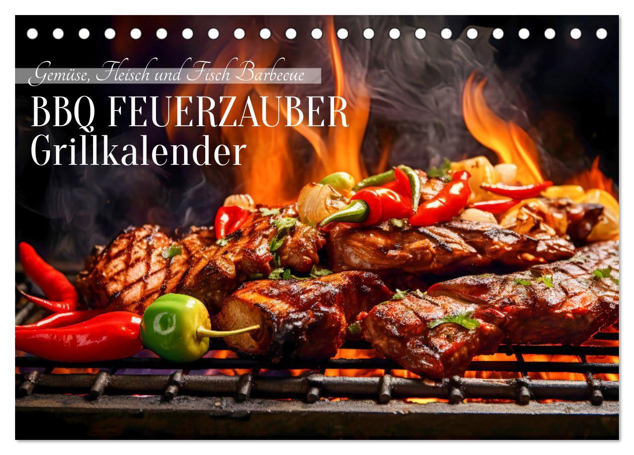 Cover: 9783383867668 | BBQ Feuerzauber - Grillkalender (Tischkalender 2025 DIN A5 quer),...