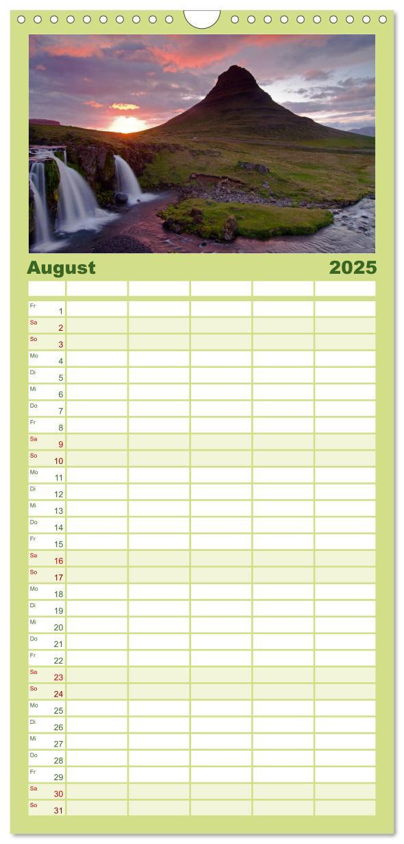 Bild: 9783457109380 | Familienplaner 2025 - Island mit 5 Spalten (Wandkalender, 21 x 45...