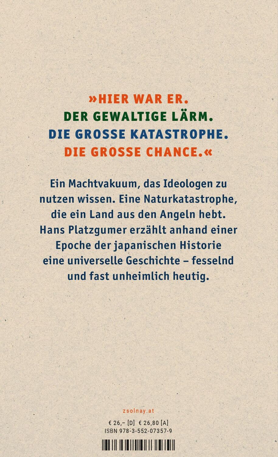 Bild: 9783552073579 | Großes Spiel | Roman | Hans Platzgumer | Buch | 336 S. | Deutsch