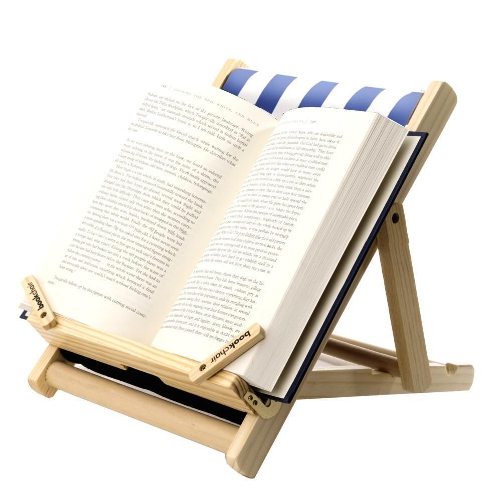 Bild: 5060213016019 | Bookchair (Standard) Blau-Weiß Buchständer aus Holz Leseständer Für...