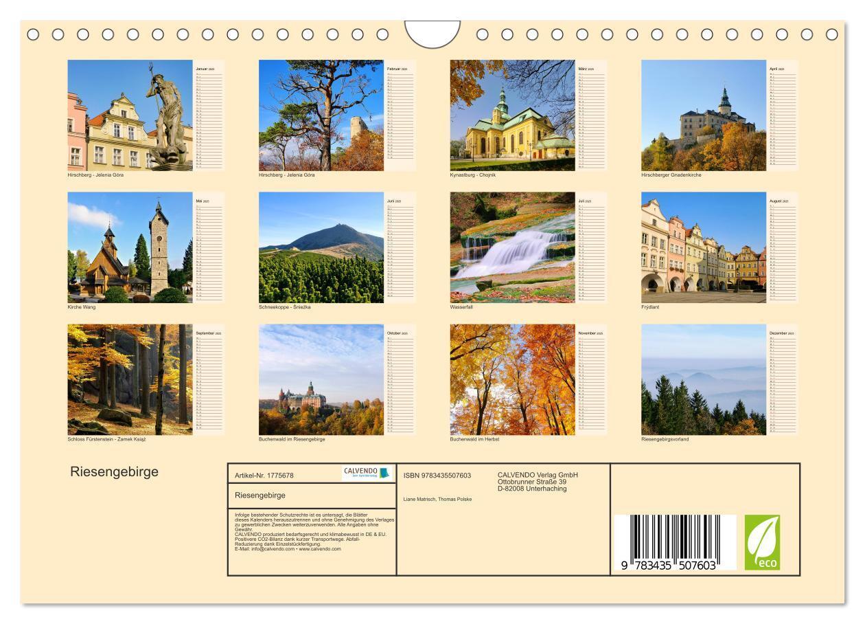 Bild: 9783435507603 | Riesengebirge (Wandkalender 2025 DIN A4 quer), CALVENDO Monatskalender