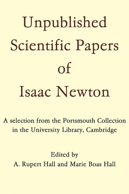 Cover: 9780521294362 | Unpublished Scientific Papers of Isaac Newton | Isaac Newton (u. a.)