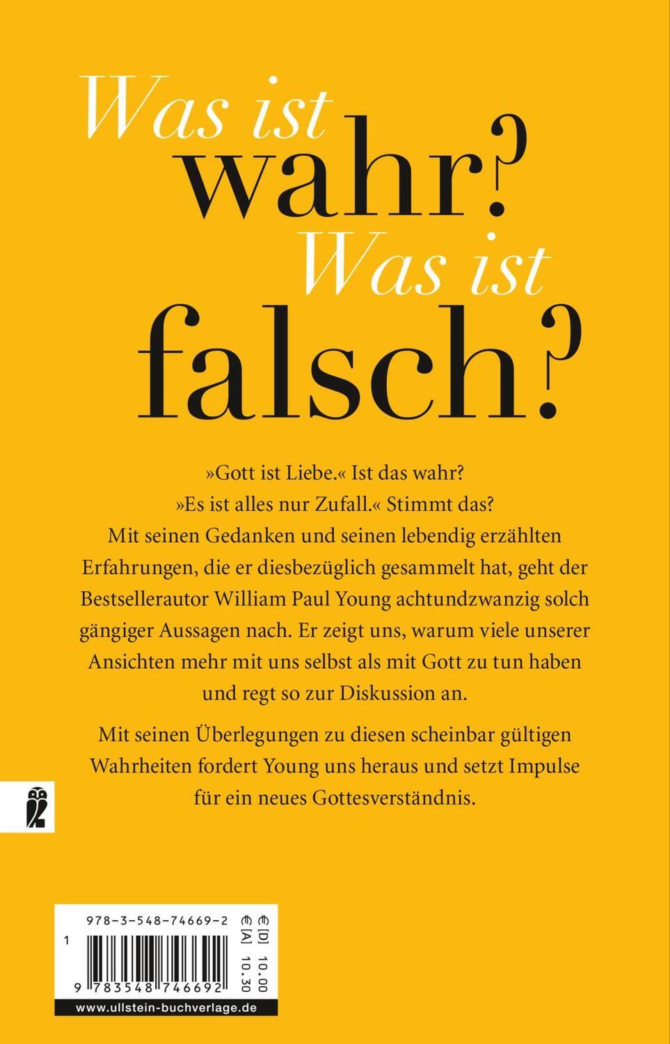 Rückseite: 9783548746692 | Lügen, die wir uns über Gott erzählen | William Paul Young | Buch