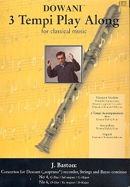 Cover: 9783905476132 | Two Concertos for Descant (soprano) recorder | J. Baston | 2017