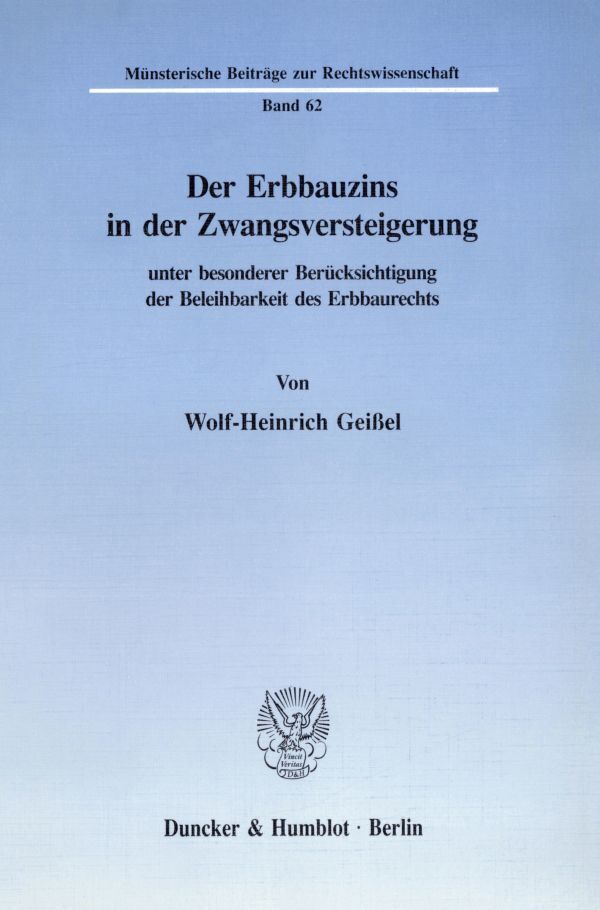 Cover: 9783428075058 | Der Erbbauzins in der Zwangsversteigerung unter besonderer...