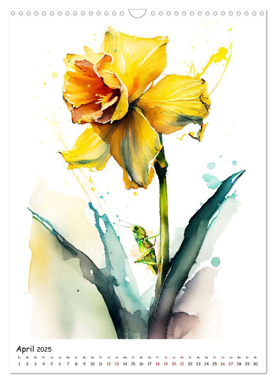 Bild: 9783435883189 | Aquarellmalerei - Blumen und Tiere im Garten (Wandkalender 2025 DIN...