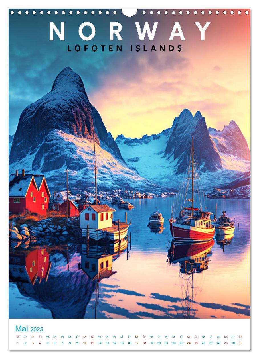 Bild: 9783435885428 | Lofoten - Old School Poster Style (Wandkalender 2025 DIN A3 hoch),...