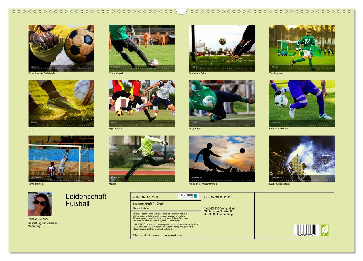 Bild: 9783435326310 | Leidenschaft Fußball (Wandkalender 2025 DIN A2 quer), CALVENDO...