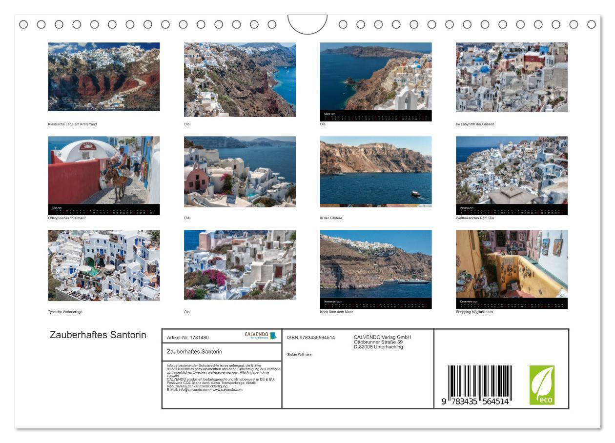 Bild: 9783435564514 | Zauberhaftes Santorin (Wandkalender 2025 DIN A4 quer), CALVENDO...