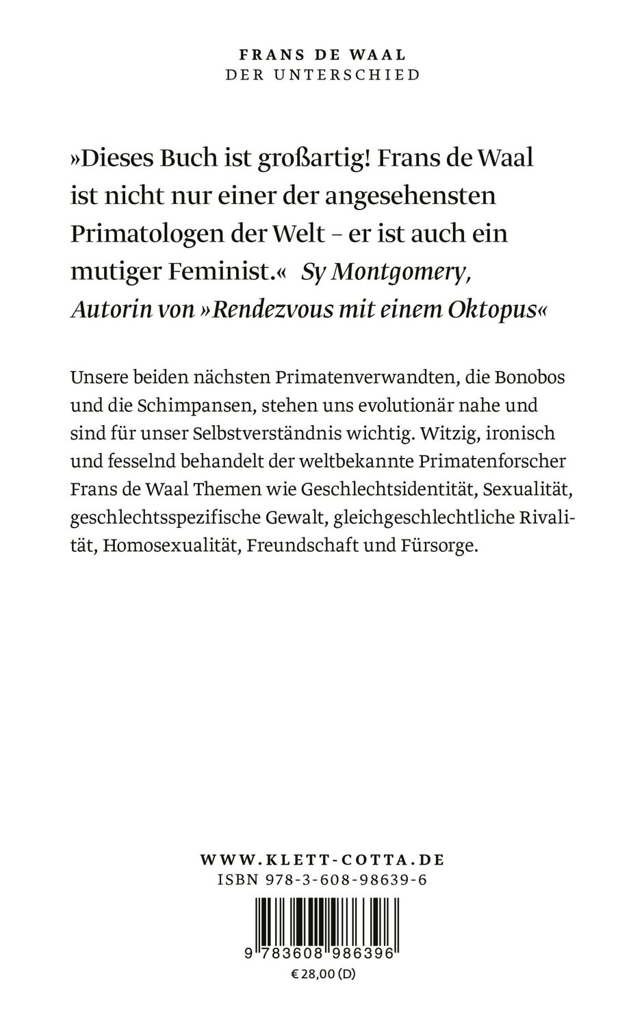 Rückseite: 9783608986396 | Der Unterschied | Was wir von Primaten über Gender lernen können