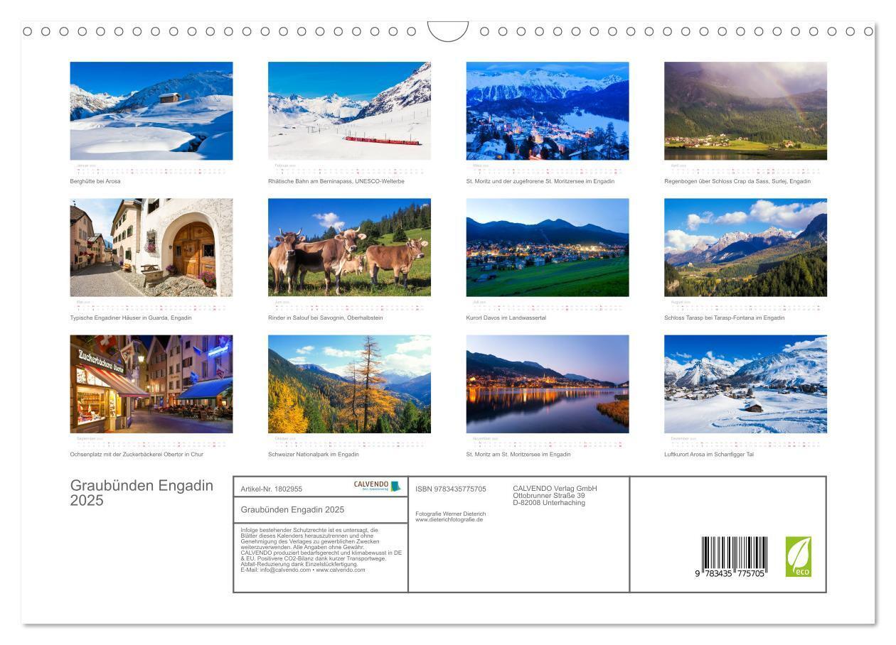 Bild: 9783435775705 | Graubünden Engadin 2025 (Wandkalender 2025 DIN A3 quer), CALVENDO...