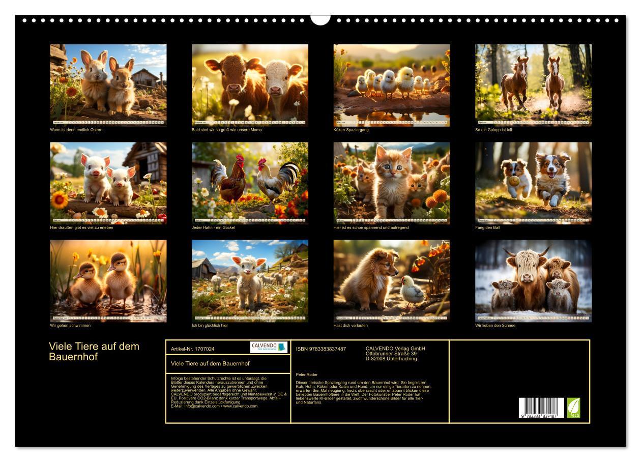 Bild: 9783383837487 | Viele Tiere auf dem Bauernhof (Wandkalender 2025 DIN A2 quer),...