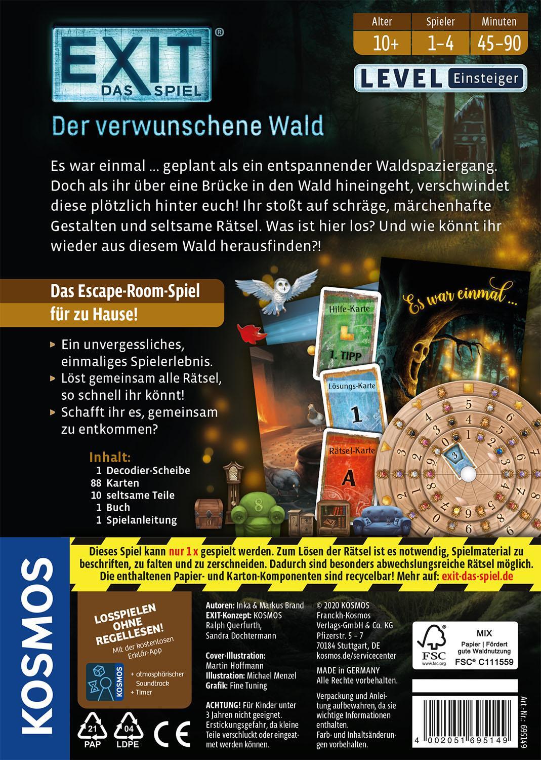 Rückseite: 4002051695149 | EXIT® - Das Spiel: Der verwunschene Wald | Spiel | Brettspiel | 695149