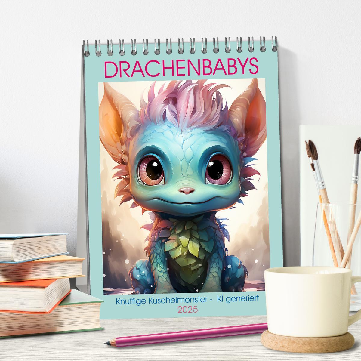 Bild: 9783435861828 | Drachenbabys (Tischkalender 2025 DIN A5 hoch), CALVENDO Monatskalender