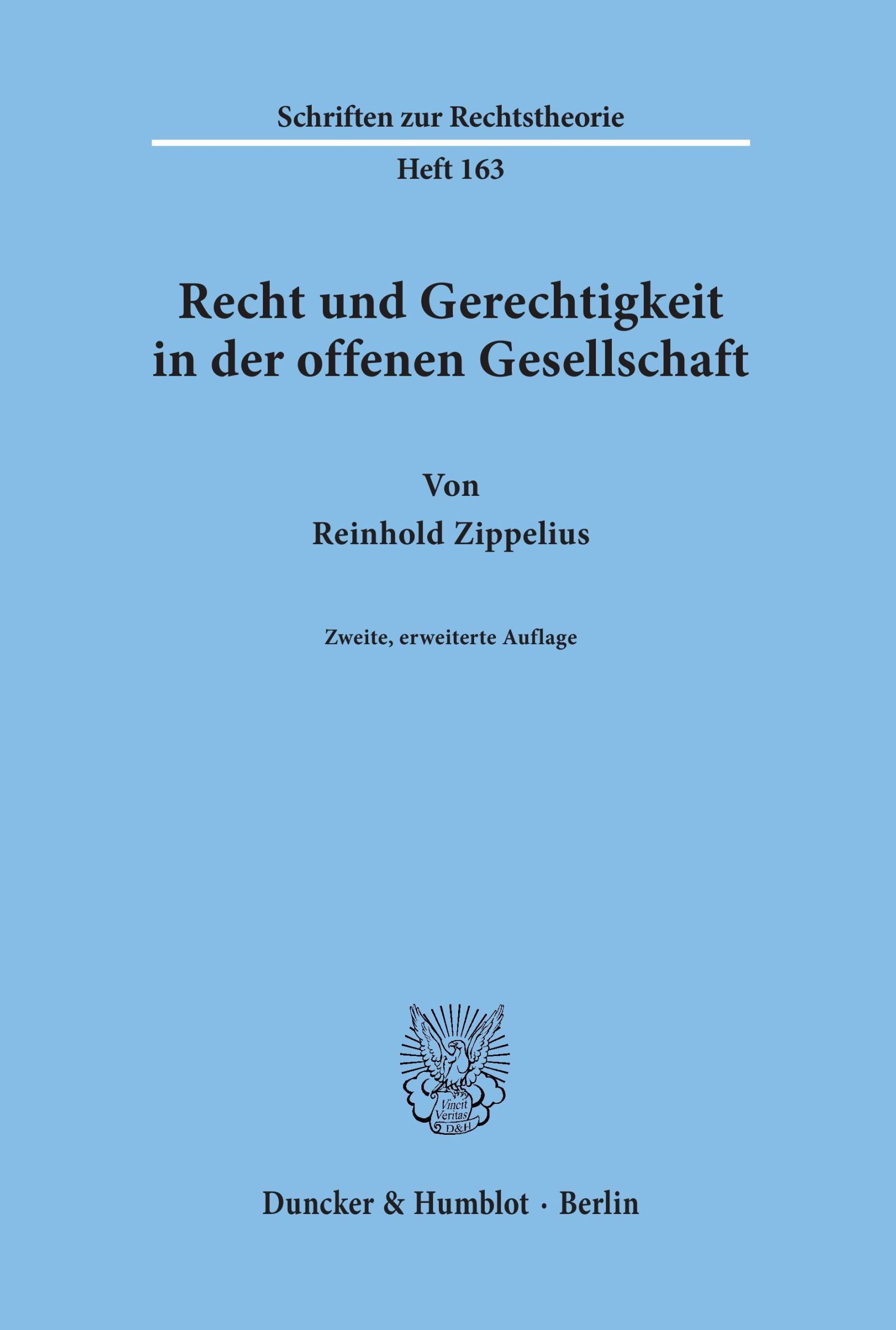 Cover: 9783428086610 | Recht und Gerechtigkeit in der offenen Gesellschaft. | Zippelius