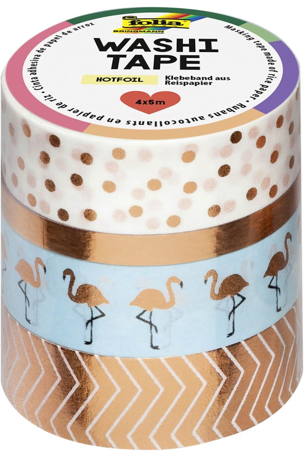 Cover: 4001868089684 | Folia Washi-Tape 4er Set HOTFOIL ROSEGOLD, 3x 15mmx5m + 1x 5mmx5m