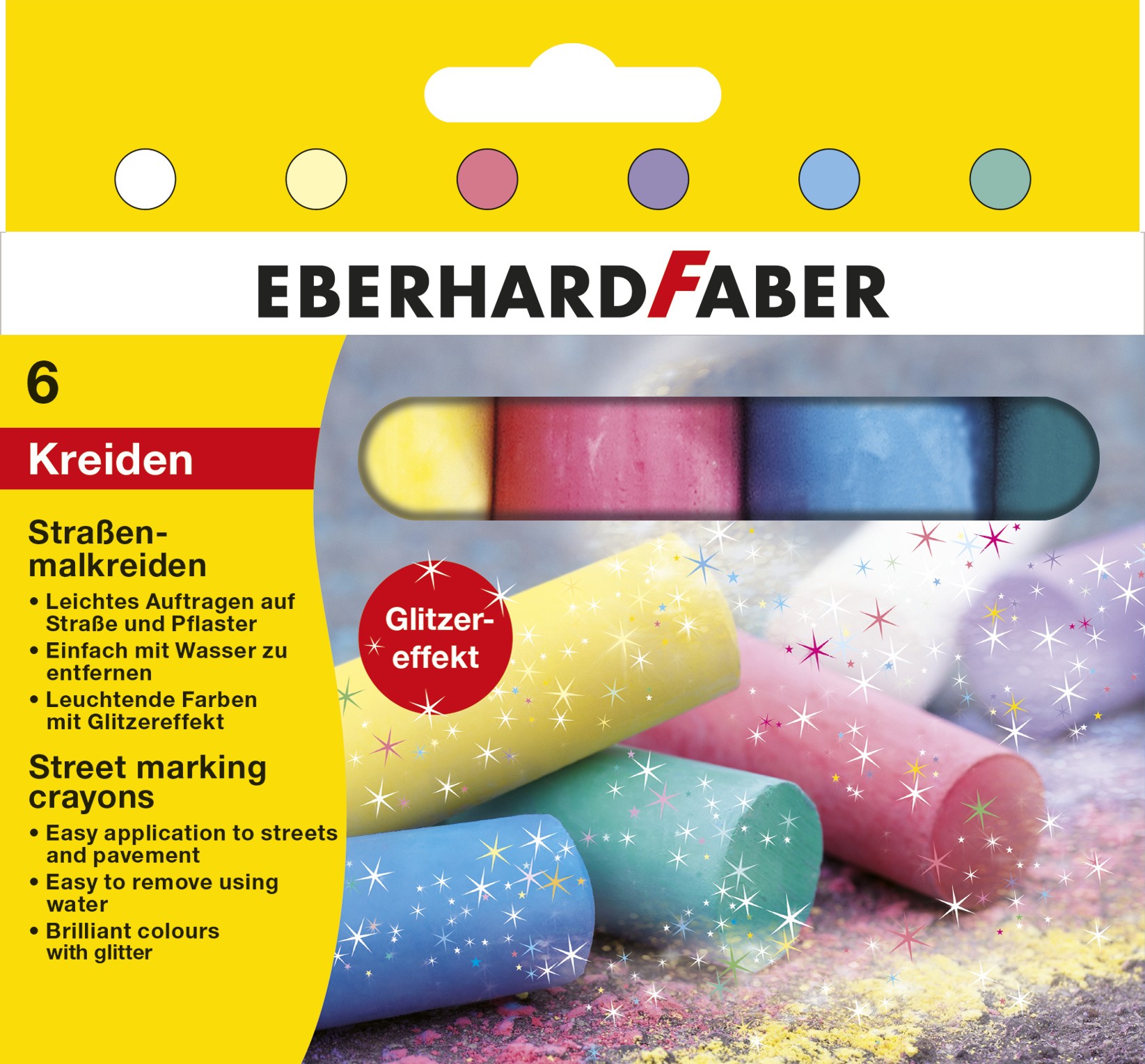 Cover: 4087205265041 | Eberhard Faber 526504 - Straßenmalkreiden Glitzer, 6er Set | Deutsch