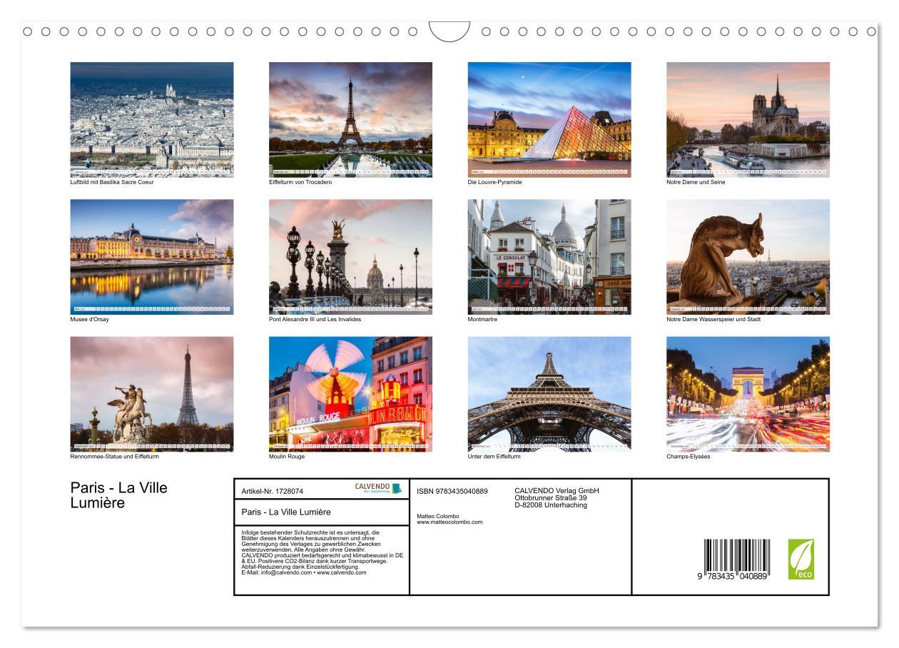 Bild: 9783435040889 | Paris - La Ville Lumière (Wandkalender 2025 DIN A3 quer), CALVENDO...