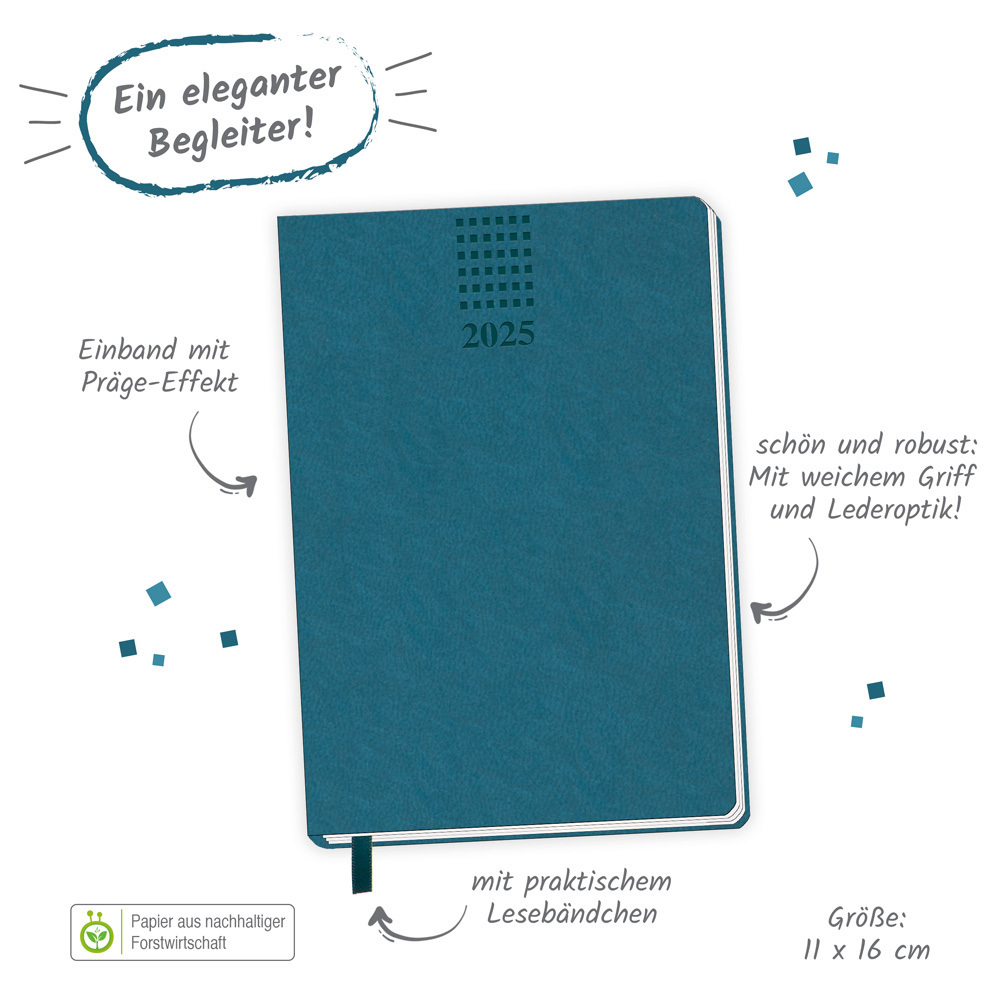 Bild: 4251901506849 | Trötsch Taschenkalender A6 Soft Touch Petrol 2025 | Co.KG | Kalender