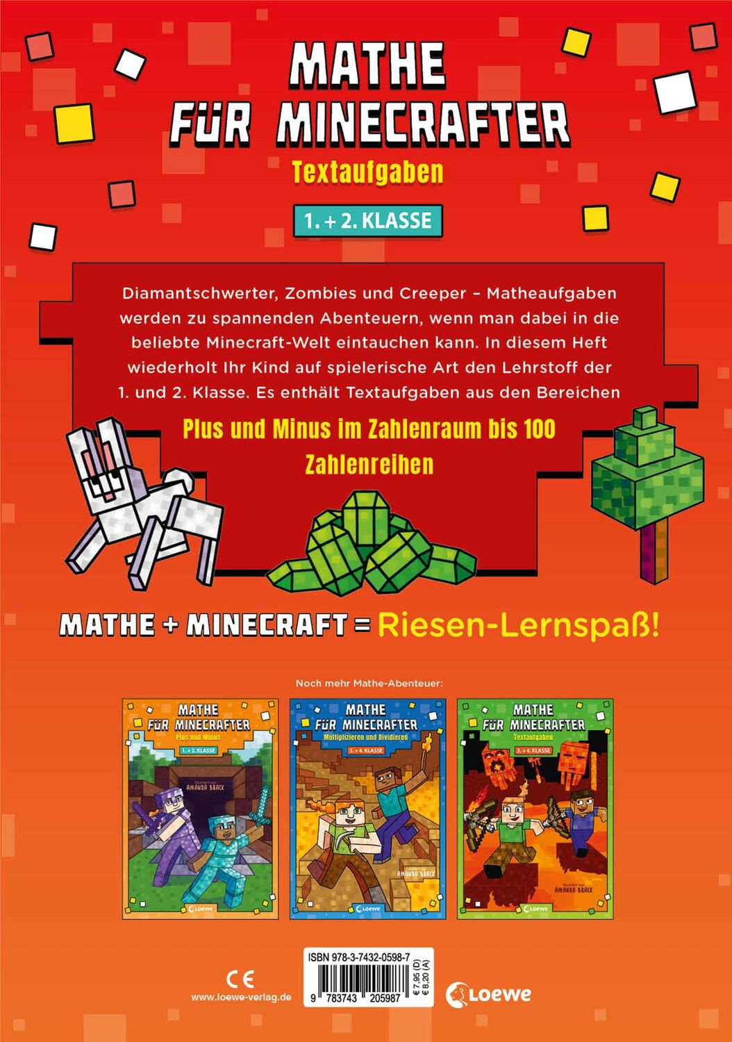 Rückseite: 9783743205987 | Mathe für Minecrafter - Textaufgaben 1. und 2. Klasse | Amanda Brack