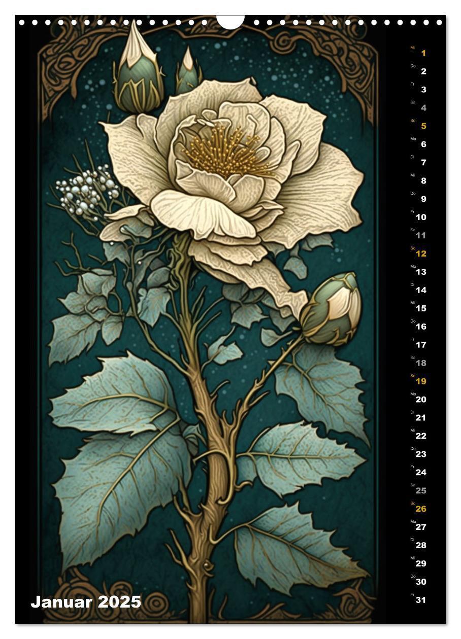 Bild: 9783435873418 | Jugendstil Blumen (Wandkalender 2025 DIN A3 hoch), CALVENDO...