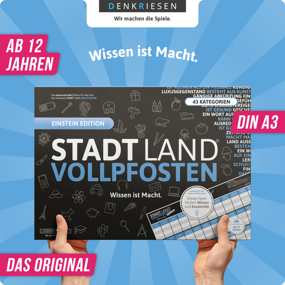 Bild: 658551408099 | Denkriesen - Stadt Land Vollpfosten® - Blue Edition - "Wissen ist...