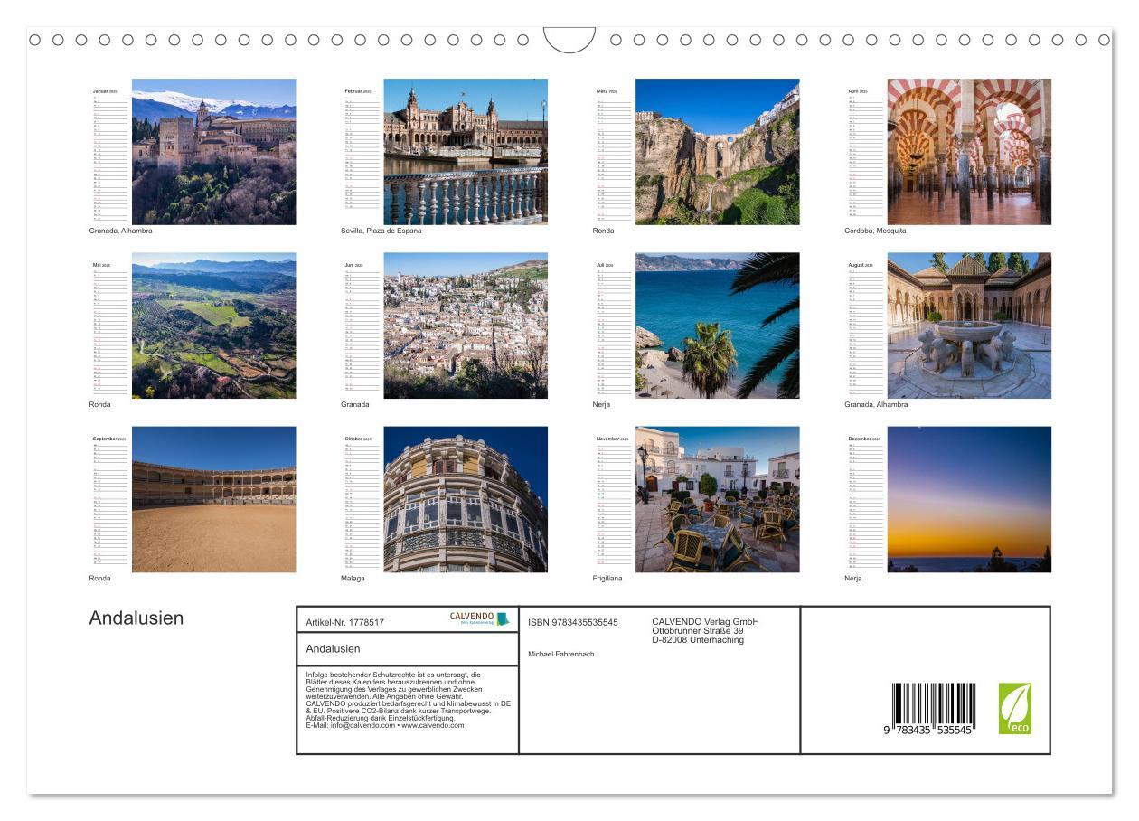 Bild: 9783435535545 | Andalusien (Wandkalender 2025 DIN A3 quer), CALVENDO Monatskalender