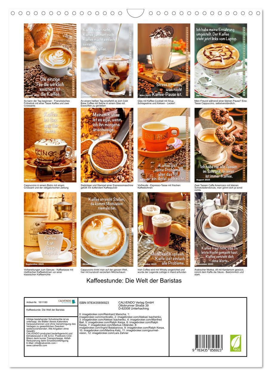 Bild: 9783435856923 | Kaffeestunde: Die Welt der Baristas (Wandkalender 2025 DIN A3...