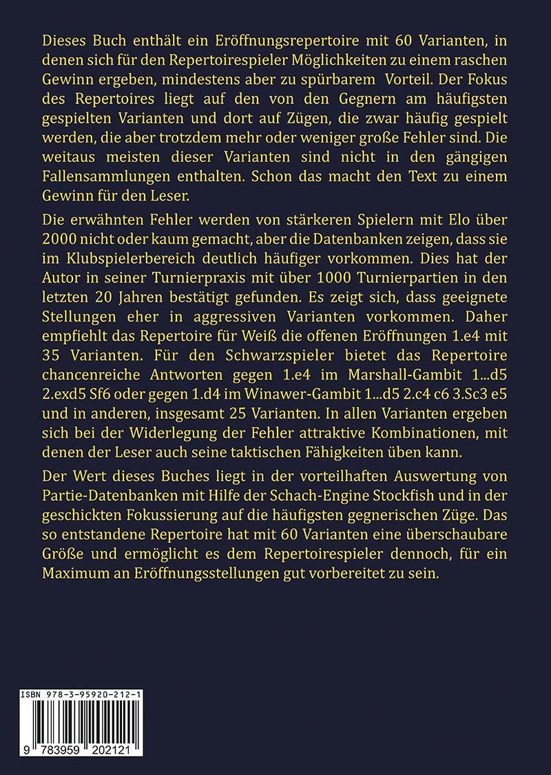 Rückseite: 9783959202121 | Wege zu raschem Gewinn | Ein komplettes Eröffnungsrepertoire | Mack