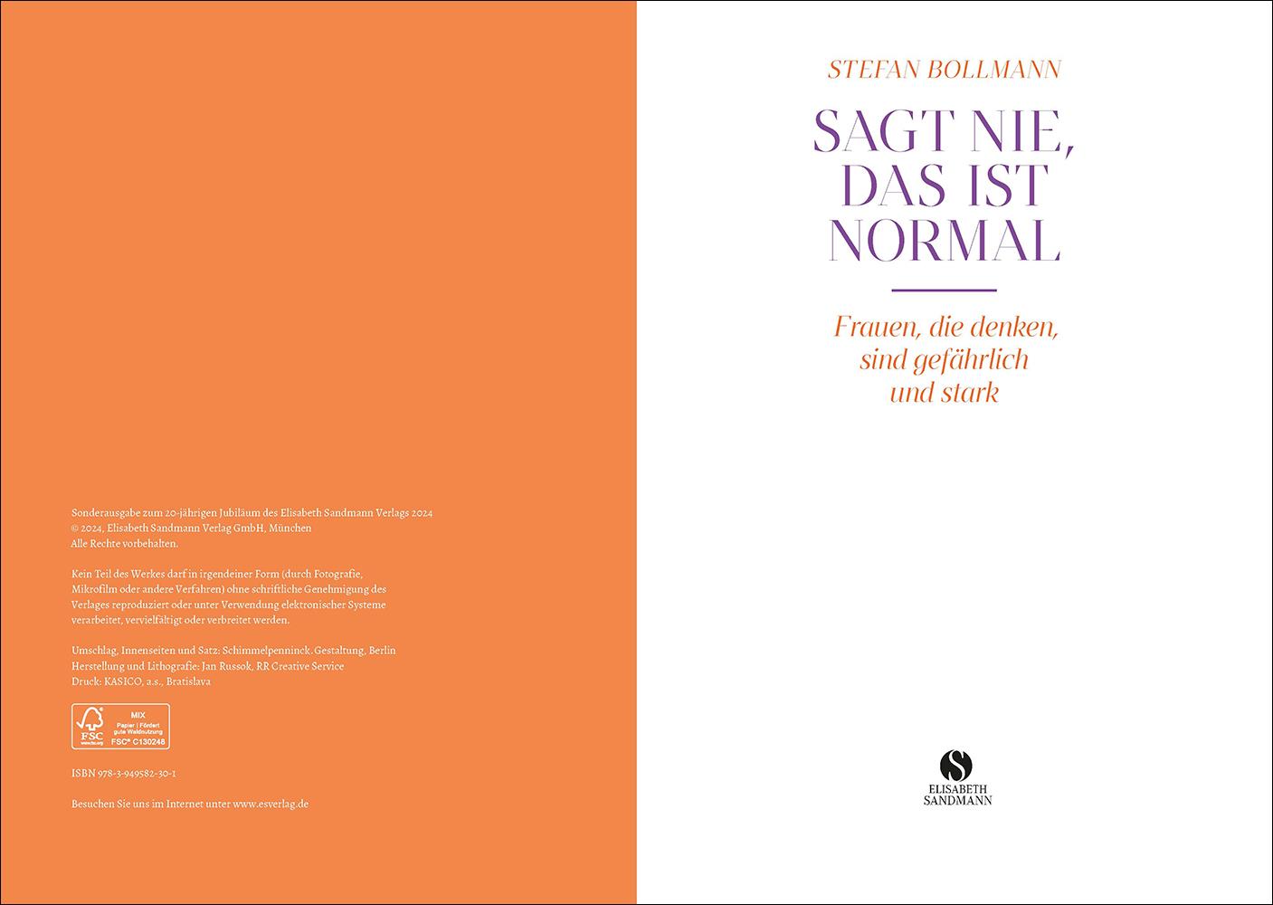 Bild: 9783949582301 | Sagt nie, das ist normal | Stefan Bollmann | Buch | 152 S. | Deutsch