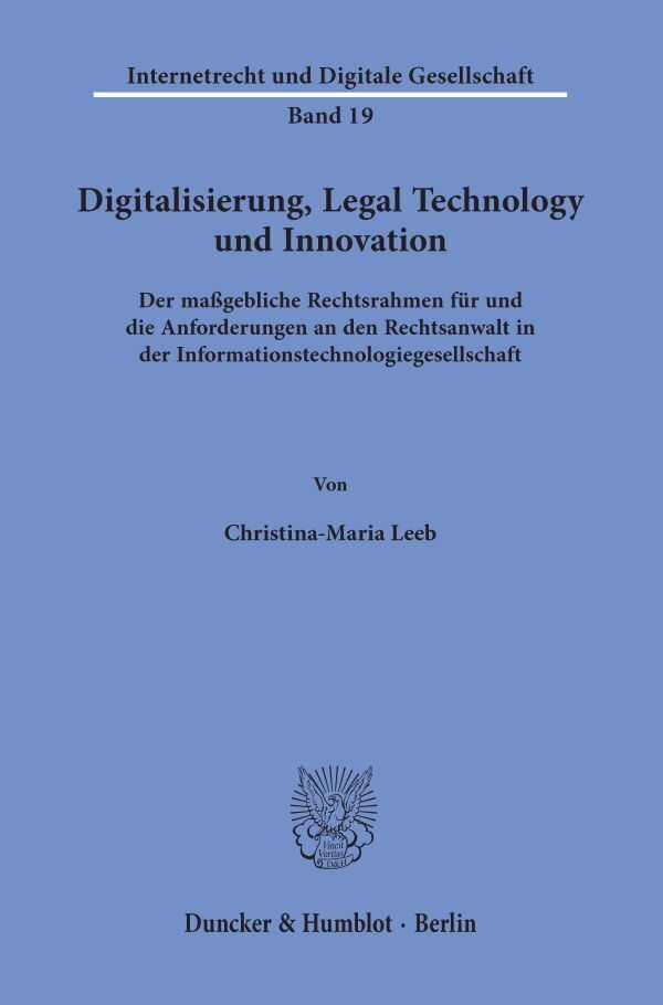 Cover: 9783428157846 | Digitalisierung, Legal Technology und Innovation. | Leeb | Taschenbuch