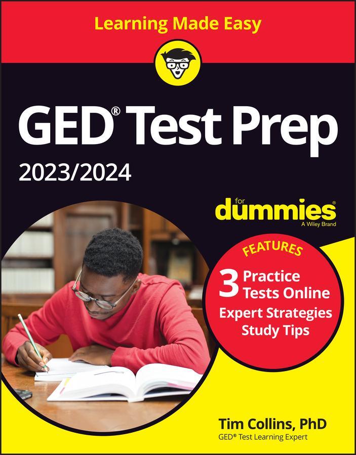 Cover: 9781119989097 | GED Test Prep 2023 / 2024 for Dummies | Book + 3 Practice Tests Online