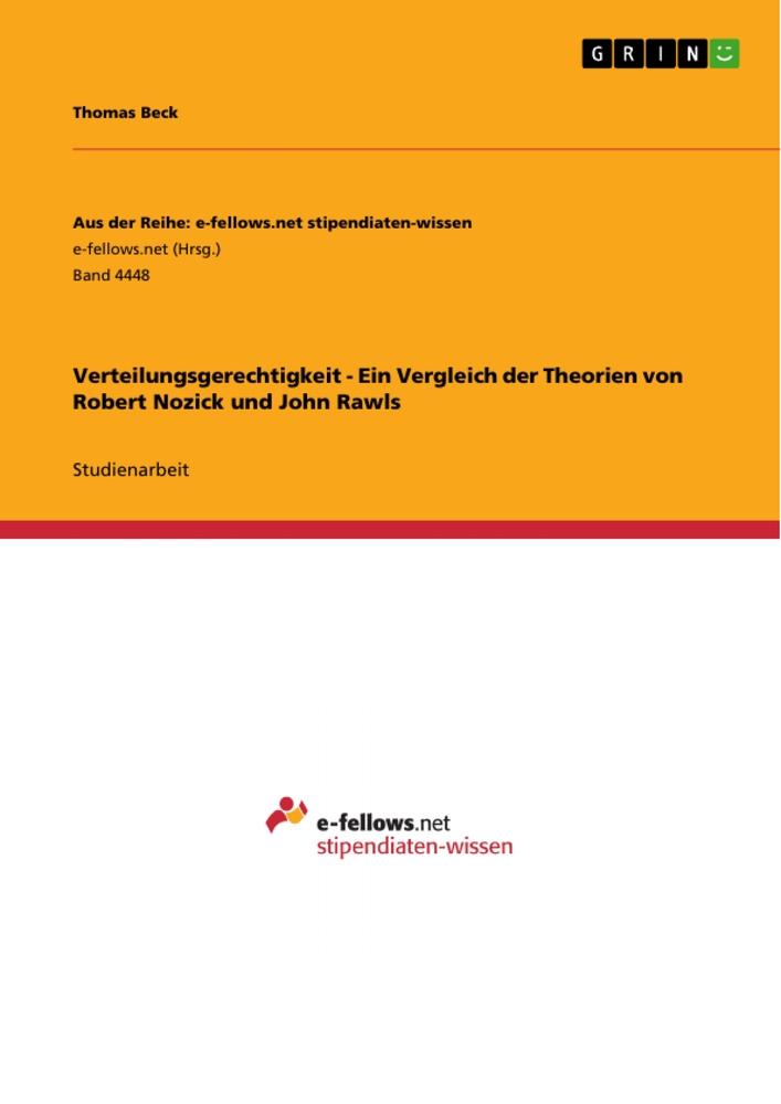 Cover: 9783656224754 | Verteilungsgerechtigkeit - Ein Vergleich der Theorien von Robert...