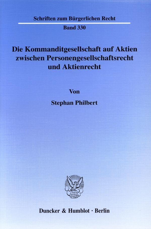 Cover: 9783428118564 | Die Kommanditgesellschaft auf Aktien zwischen...