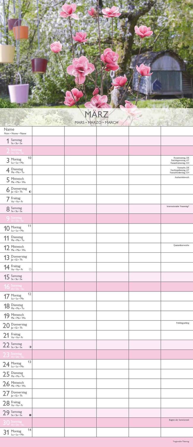 Bild: 4251732341398 | Gärten 2025 Familienplaner - Wandkalender - Familienkalender - 19,5x45