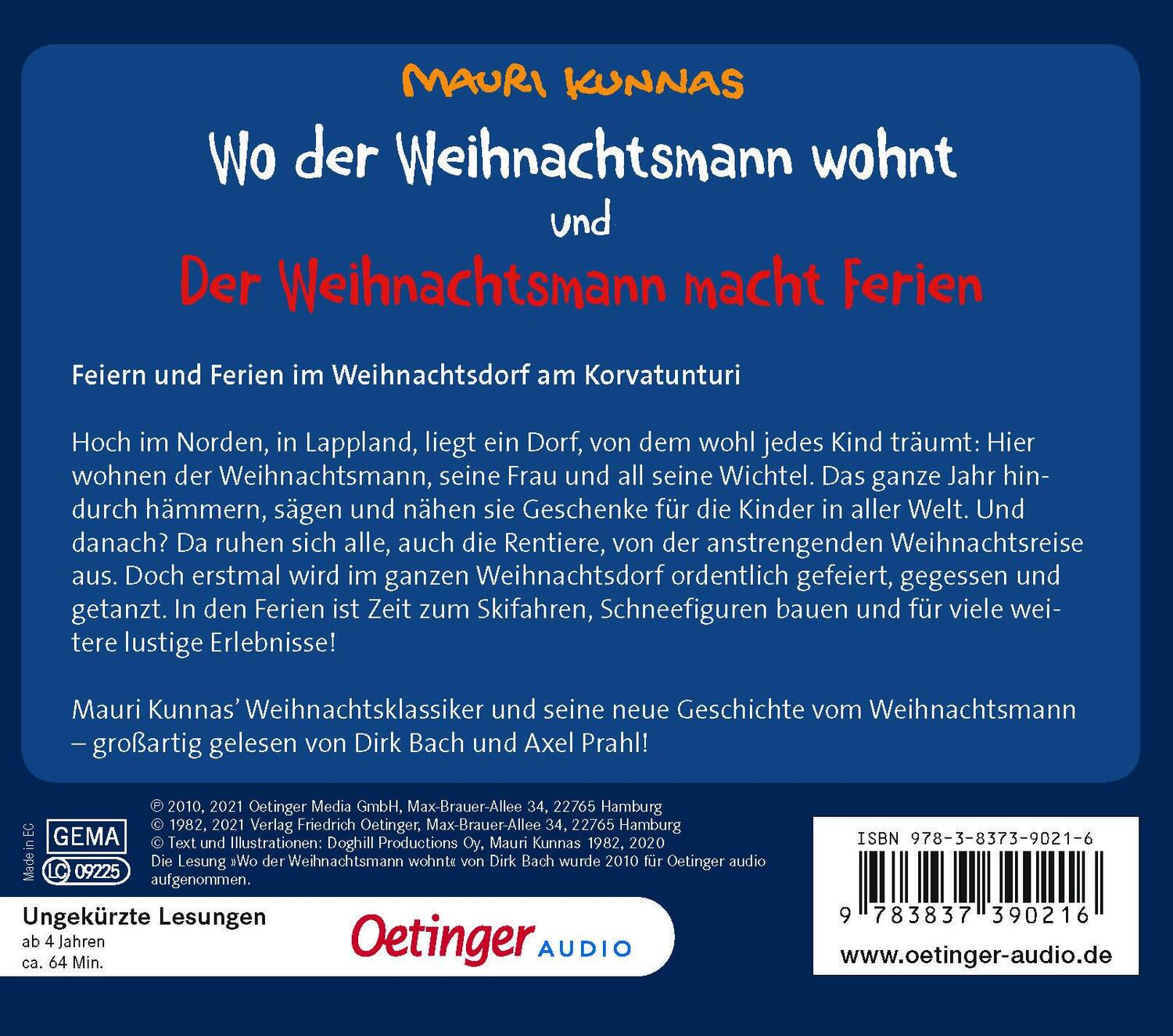 Rückseite: 9783837390216 | Wo der Weihnachtsmann wohnt und Der Weihnachtsmann macht Ferien | CD