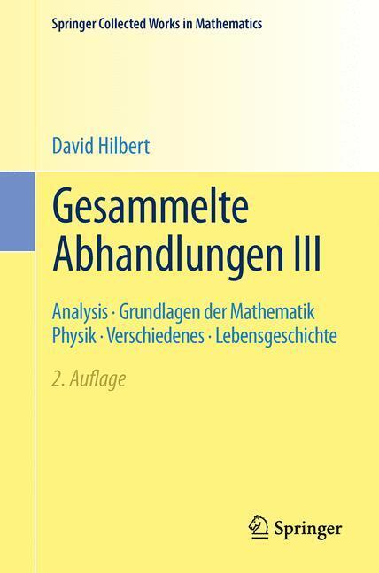 Cover: 9783662487853 | Gesammelte Abhandlungen III | David Hilbert | Taschenbuch | Paperback