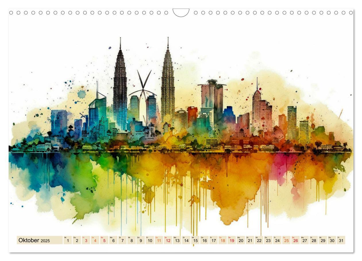 Bild: 9783383897634 | Skylines - bunte Städte (Wandkalender 2025 DIN A3 quer), CALVENDO...