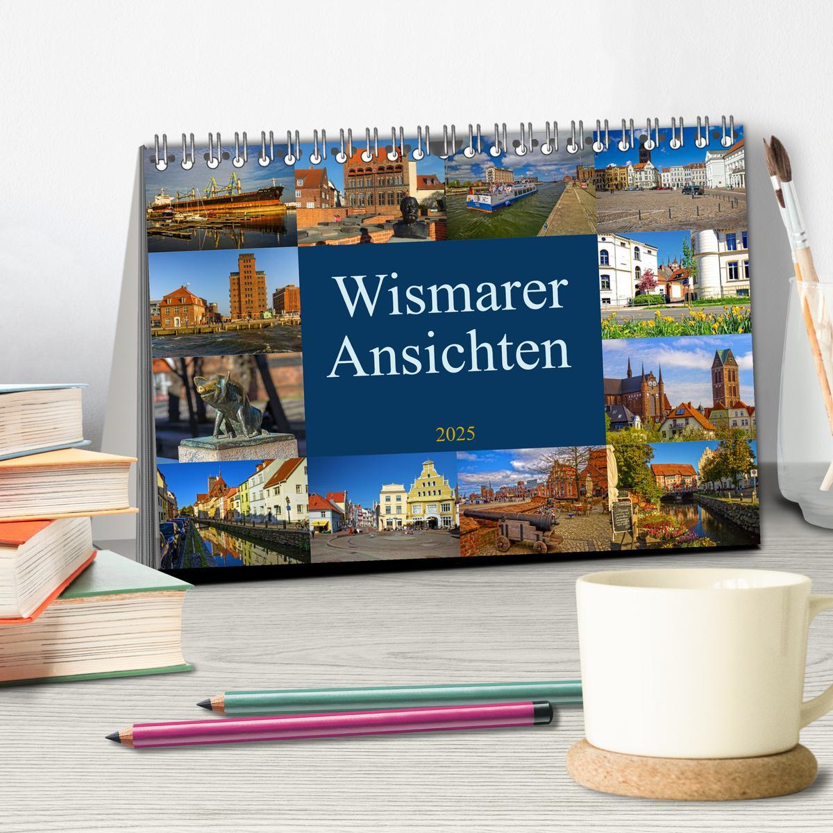 Bild: 9783435618149 | Wismarer Ansichten 2025 (Tischkalender 2025 DIN A5 quer), CALVENDO...