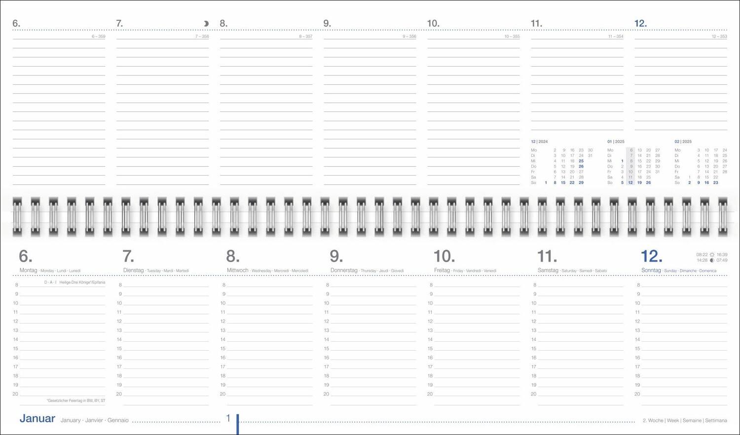 Bild: 9783756406494 | Wochenquerplaner, anthrazit 2025 | Kalender | Bürokalender Heye | 2025