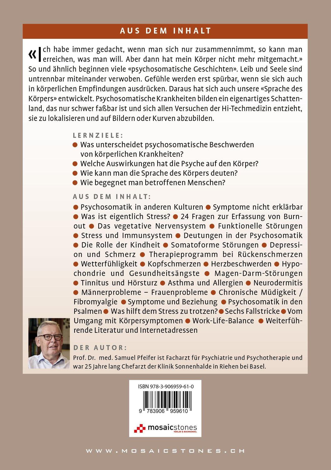 Bild: 9783906959610 | Psychosomatik | Die Sprache des Körpers verstehen ... | Samuel Pfeifer